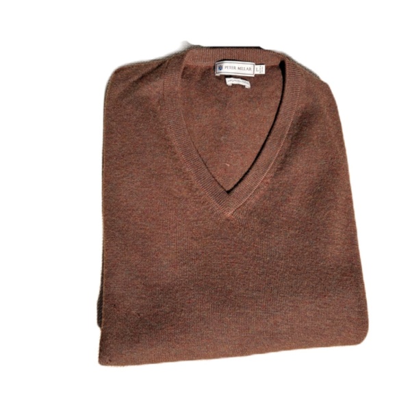 Peter Millar cashmere sweater long sleeve v-neck brown Large - Picture 8 of 13